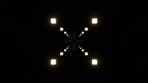 Light Yellow Neon Flashing Dots And Glowing Cubes Background Vj Loop In 4K