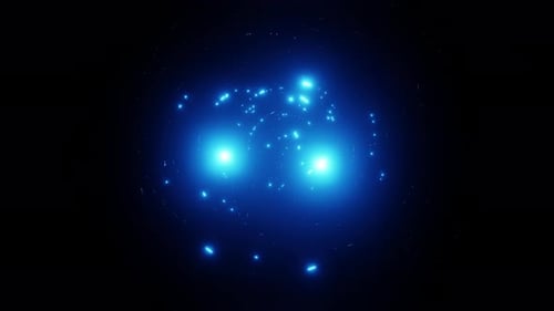 Blue spiral shimmering particles sparkle to the rhythm VJ loop overlay 3d render. Rotating