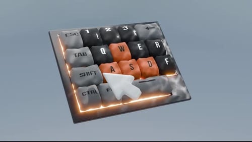 Representación 3D de una animación de teclado en tela