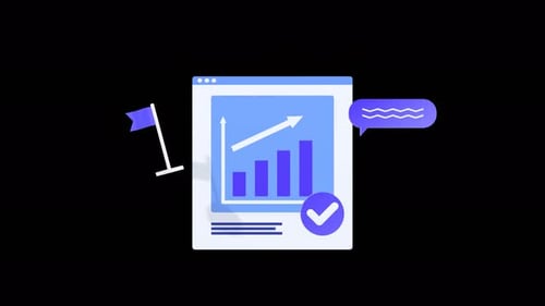 Looping Animated Bar Chart Illustrating Business Growth, Progress On A Transparent Background.