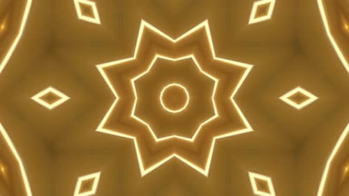 Shimmering Golden Kaleidoscope Abstract Pattern Loop