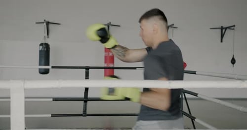 Man Boxing in Ring, Gym Workout