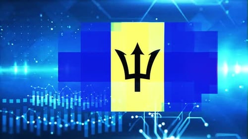 Economy Background with Barbados Flag and Graph