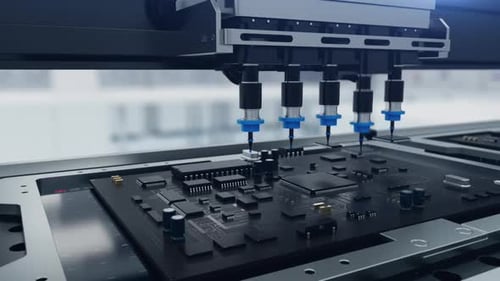 conveyor line for the production and assembly of system circuit boards and microchips.
