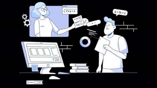 Animated Flat Design Illustration of Online Education and E-Learning