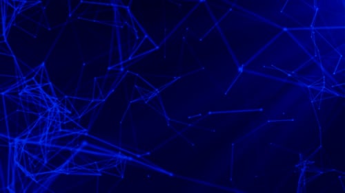 Plexus of Abstract Neon Geometrical Lines with Moving Triangles and Dots