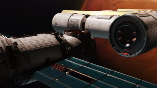 attachment of a space module to a space station in orbit of the Planet Mars