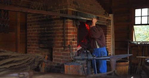 Mount Vernon, Virginia / USA - November 13, 2019: Blacksmith, Historical Reenactment