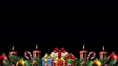 Animated Christmas Festive Decoration Border Loop