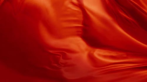 Abstract Flowing Red and Orange Silk Fabric Loop