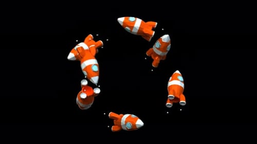 Geometric Low Poly Rockets Flying in Space Animation