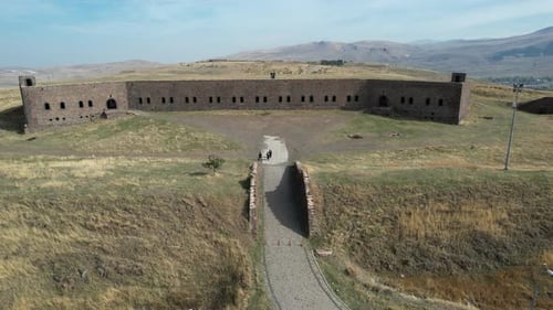 Aerial View of an Old Stone Fortress