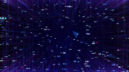 HD Futuristic Stock Market Background with Binary Code and Neural Network Connections