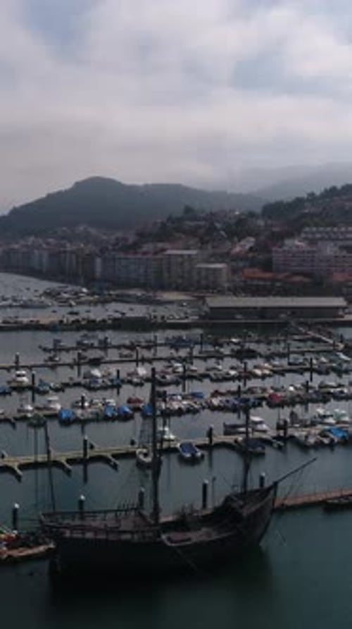 Vertical Video City of Baiona Galicia Spain