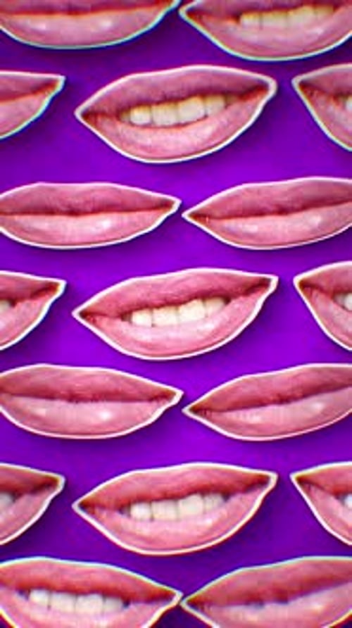 Stop Motion Style Grinning Mouths Portrait Background