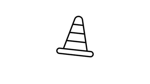 Minimalist Traffic Cone Line Icon Reveal Animation
