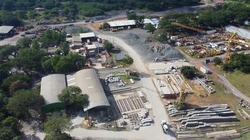 Aerial Top View Of Huge Cement Industry Manufacturing Area, Paraguay