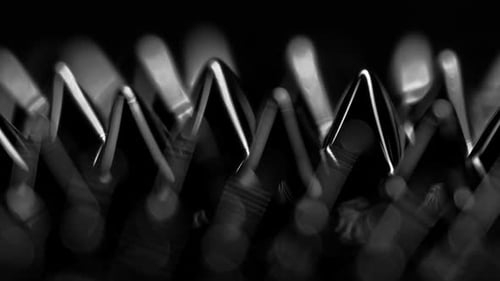 Macro Abstract Silver Zig Zag Shape Background