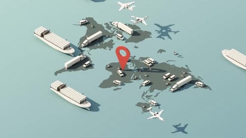 Global Logistics and Transport Isometric World Map Animation