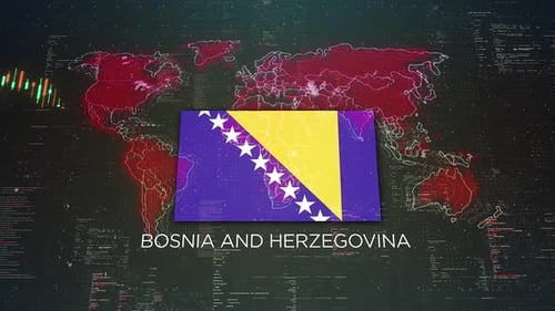 Bosnia And Herzegovina Stock Market Chart Background With Flag