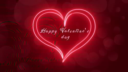 Animated Neon Red Heart with Valentine's Day Text