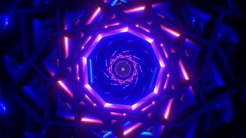 Seamless Loop of Glowing Neon Futuristic Tunnel Background