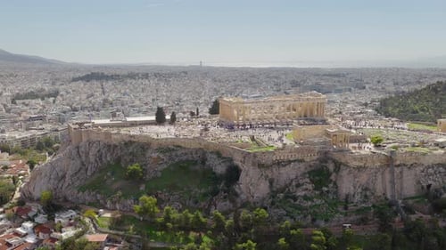 Aerial View Of Parthenon Temple At Acropolis Of Athens Greece