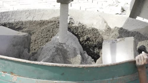 Water Added to Cement Mixing Machine During Daytime