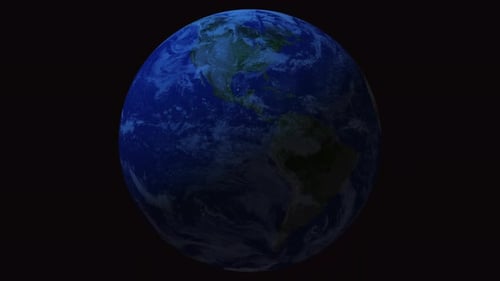 Realistic Planet Earth Global Rotation Animation on Dark Background