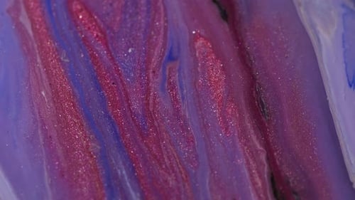 Abstract Fluid Art with Shiny Red, Purple, and Blue