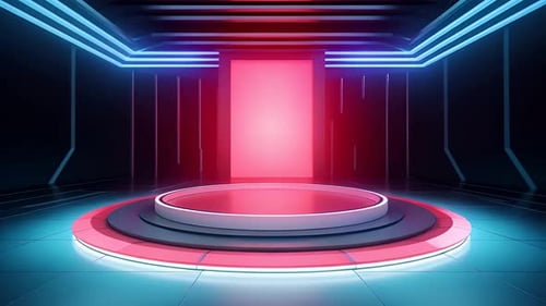 Futuristic Neon Light Stage Loop Background