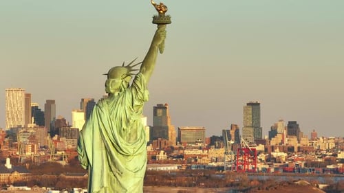 The Statue of Liberty at sunset