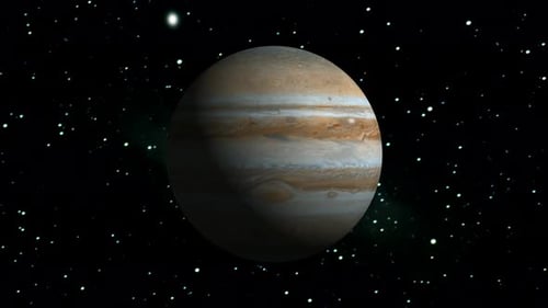 Jupitar planet rotated animated. Planet Jupiter space, stars background . Vd1104