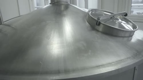 Close Up of Stainless Steel Brewing Tank