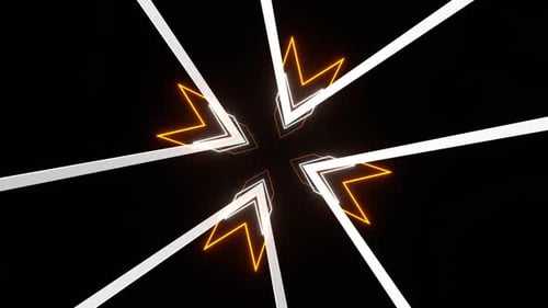 Orange And White Neon Arrows Rotated Background Vj Loop In 4K