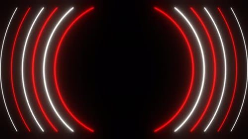 Abstrakter Neonwellen-Animationshintergrund in Rot und Weiß Vj Loop In 4K