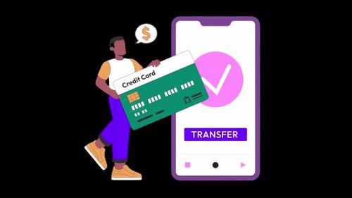 Person with Credit Card for Mobile Payment Transfer