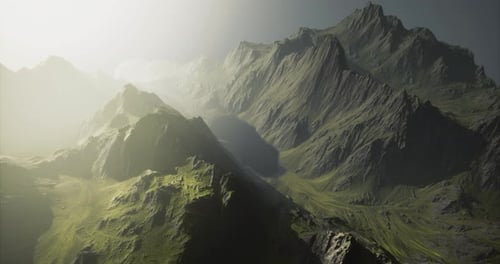 Spectacular Mountain Landscape Illuminated By Soft Sunlight