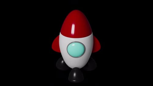 Cute 3D Rocket Ship Wobbly Animation