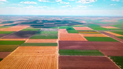 Aerial View of Vast Agricultural Fields