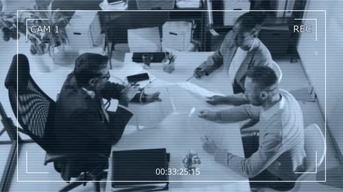 CCTV of Top View of Jurist Making up Sales Contract to Diverse Customers