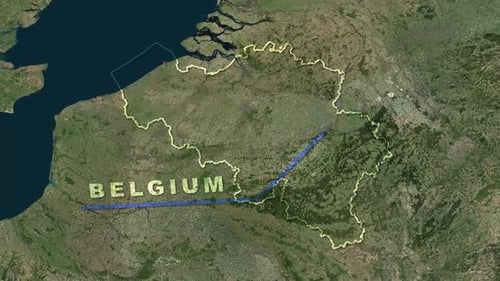 Globe Zoom to Belgium Map with Border Highlight