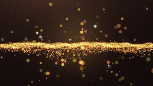 Golden Shimmering Particle Wave Celebratory Background Loop