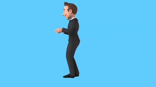 Fun 3D cartoon business man dancing (with alpha channel)