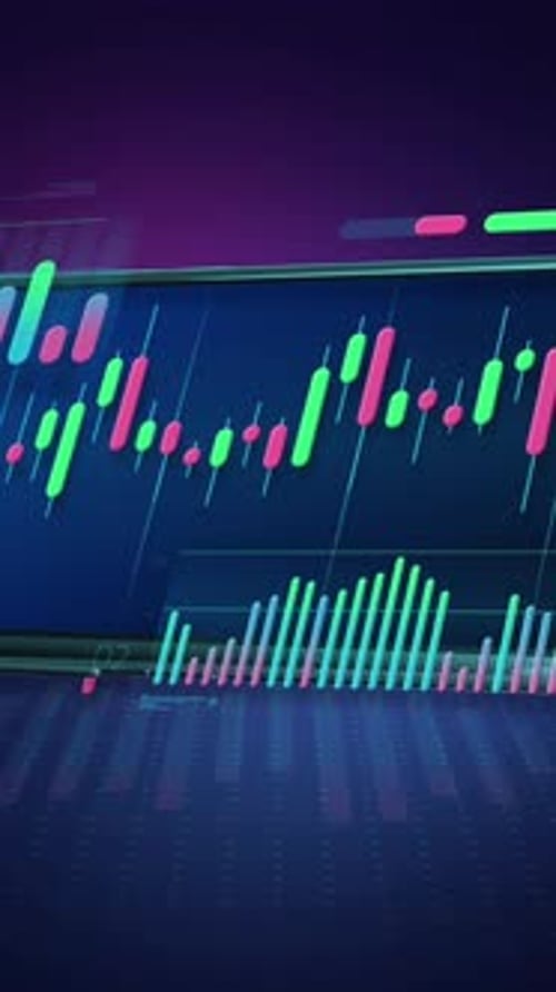 Stock Trading Terminal in a Smartphone Infographic Animation