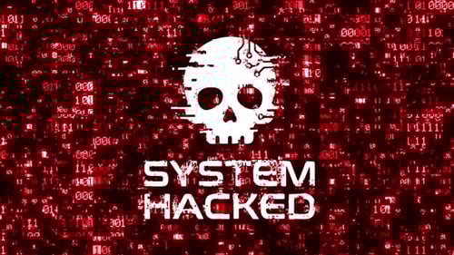 System Hacked Glitch Warning with Binary Code