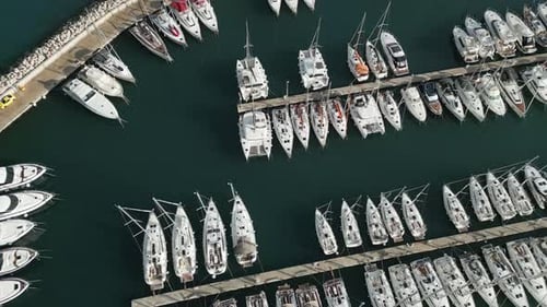 Yacht and Sailboat Moored at Quay