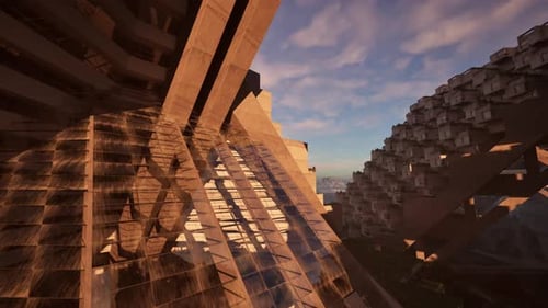 Un edificio con un cielo pintoresco como telón de fondo