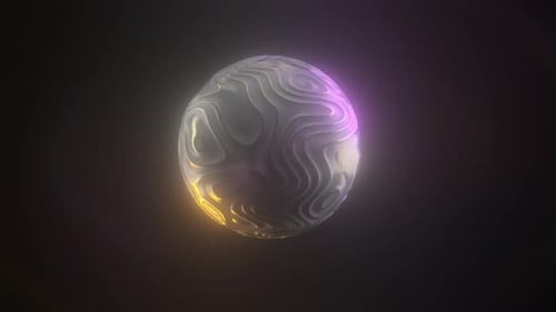 Esfera branca giratória com luzes amarelas e roxas