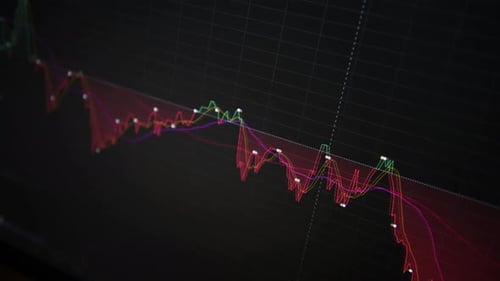 Stock market. Trading in the stock exchange. Moving graph, diagram